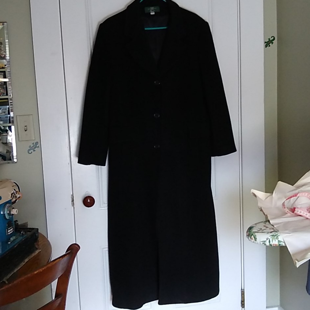 Women's wool and cashmere long dress coat.